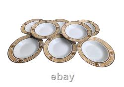 Royal Scotland 14-Piece Versace Style Gold Lattice & Medallion China Serving Set Royal Scotland 14-Piece Versace Style Gold Lattice & Medallion China Serving Set