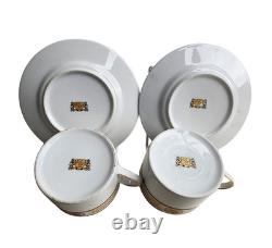 Royal Scotland 14-Piece Versace Style Gold Lattice & Medallion China Serving Set