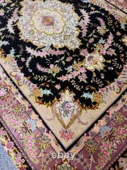 Royal Tabrazz Handmade Silk Wool Rug 5x6.6 Ft Silk Foundation Floral Medallion
