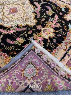 Royal Tabrazz Handmade Silk Wool Rug 5x6.6 Ft Silk Foundation Floral Medallion
