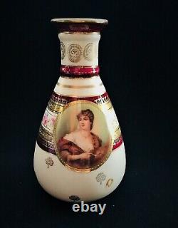 Royal Vienna Madam Lebrun Portrait Medallion Antique Porcelain Miniature Vase