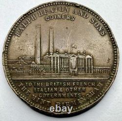 Royal Visit to The Mint Birmingham 1874 RALPH HEATON & SONS Coiners In 37mm (G)