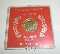 Royal Wedding 9CT. 375 Gold Souvenir Prince Charles & Diana Spencer July 29 1981
