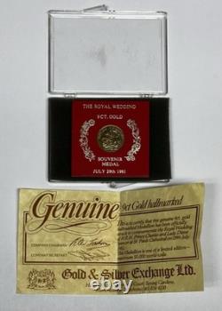 Royal Wedding 9CT. 375 Gold Souvenir Prince Charles & Diana Spencer July 29 1981