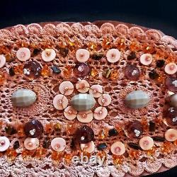 Royal belt luxury women crochet faux leather handmade sequin bead gift idea rare