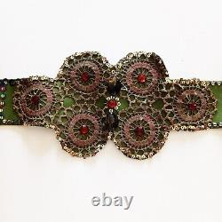 Royal luxury belt woman vintage iconic embroidered italian sequins faux leather