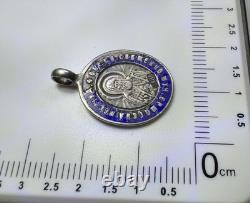 Russian Imperial 84 Silver Enamel Pendant Vladimir Icon & St Hermogenes Rare