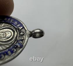 Russian Imperial 84 Silver Enamel Pendant Vladimir Icon & St Hermogenes Rare