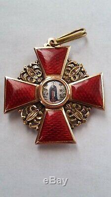 Russian Imperial Antique badge medal Order St. Anna third degree Gold original