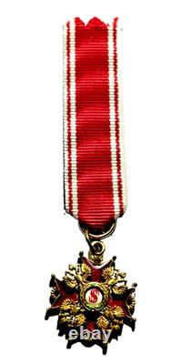 Russian Imperial Order of St Stanislaus Miniature Medal Gilt Enamel 18mm