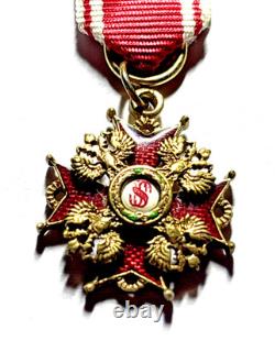 Russian Imperial Order of St Stanislaus Miniature Medal Gilt Enamel 18mm