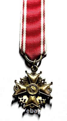 Russian Imperial Order of St Stanislaus Miniature Medal Gilt Enamel 18mm