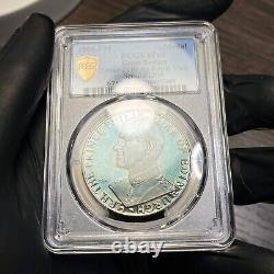 SP66 1966-FM Great Britain Royal Visit Silver Medal PCGS Trueview- Rainbow Toned