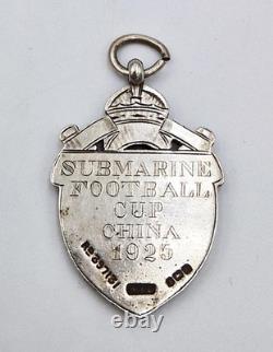 SUBMARINE FOOTBALL CUP CHINA 1925 STERLING SILVER FOB MEDAL Birmingham 1924