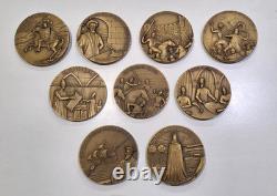 Set of 9 Bronze Medals Kings of Portugal Signed Historical Royal Collection