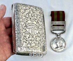 Silver NW Frontier Tribute Cigar Case/Tirah/Punjab Medal. Royal Field Artillery