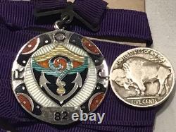 Sterling Royal Order Jester Medal Orig. Linen Original Leather Pouch Never Worn