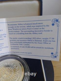 Sterling Silver 1986 Royal Wedding Prince Andrew & Sarah Ferguson Medal COA 37g