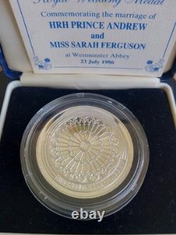 Sterling Silver 1986 Royal Wedding Prince Andrew & Sarah Ferguson Medal COA 37g