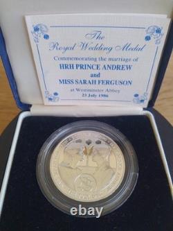 Sterling Silver 1986 Royal Wedding Prince Andrew & Sarah Ferguson Medal COA 37g
