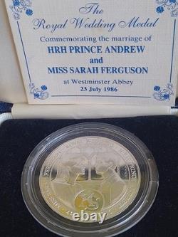 Sterling Silver 1986 Royal Wedding Prince Andrew & Sarah Ferguson Medal COA 37g