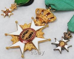 Sweden 18k Gold Enamel 1st Class Knight Of Vasa Royal Order 3 Medal Set Cased