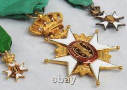 Sweden 18k Gold Enamel 1st Class Knight Of Vasa Royal Order 3 Medal Set Cased