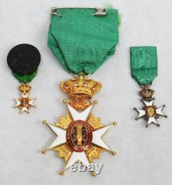 Sweden 18k Gold Enamel 1st Class Knight Of Vasa Royal Order 3 Medal Set Cased