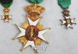 Sweden 18k Gold Enamel 1st Class Knight Of Vasa Royal Order 3 Medal Set Cased