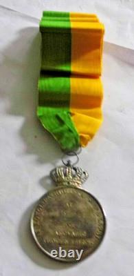 Swedish Silver Royal Patriotic Society Medal On Neck Ribbon Named Boxed