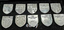 The Royal Arms Set of 10 Silver Shield Medallion for the Silver Jubilee 1977