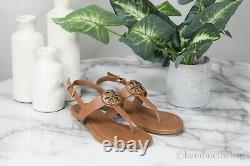 Tory Burch (61768) Claire Vegan Leather Royal Tan Flat Thong Buckle Sandal Shoes