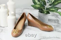 Tory Burch (80738) Chelsea Royal Tan Nappa Leather 65MM Heel Slip On Wedge Shoes