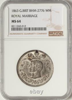 UK 1863 Edward & Alexandra Royal Wedding Medal NGC MS64 VERY RARE