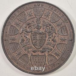 UK 1897 Queen Victoria The Royal Family 51mm Copper Medal BHM 3512 By Bowcher
