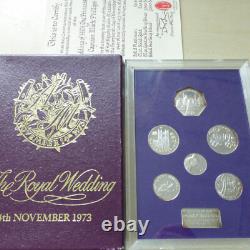 UK 1973 Princess Anne & Captain Phillips Royal Wedding Silver Medal Set + COA
