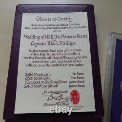 UK 1973 Princess Anne & Captain Phillips Royal Wedding Silver Medal Set + COA