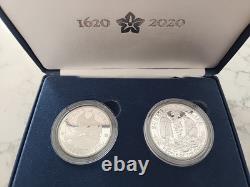 US Mint & Royal Mint Mayflower 400th Anniversary Silver Proof Coin & Medal Set