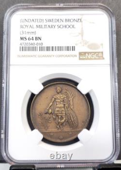 Undated Sweden Bronze Medal Royal Military School Ngc Ms 64 Bn Top Pop 1