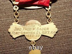Vintage 1939 1/20 10k Gold Filled Fred Bauer Ft Orange VMC Royal Arcanum Medal