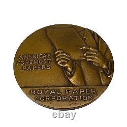 Vintage 1963 ROYAL PAPER CORPORATION Bronze Medal 50th Anniversary MEDALLIC ART