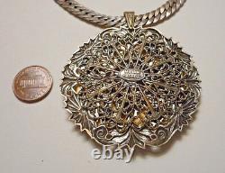 Vintage Miriam Haskell European Royal Crest Medallion on Wide Chain Necklace