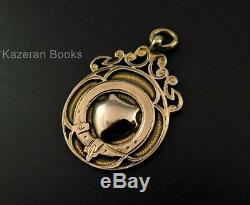 Vintage Solid 9ct Gold Pocket Watch Chain Fob Medal St Annes BM Imperial AF 1928
