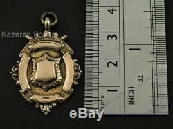 Vintage Solid 9ct Gold Pocket Watch Chain Fob Medal St Annes EM Imperial AF 1927