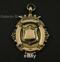 Vintage Solid 9ct Gold Pocket Watch Chain Fob Medal St Annes EM Imperial AF 1927