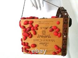 Vintage bag woman fashion accessories shoulder hand handbag strap handle wooden