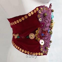 Vintage iconic belt women spectacular italian luxury royal sequins velvet beads