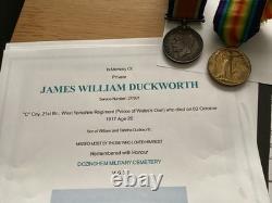 WW1 Brothers Medal Pairs DOW Duckworth 21st West Yorks Pals & Royal Navy Baildon