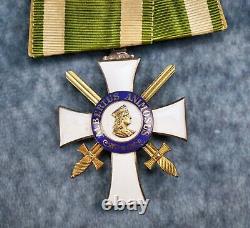 WW1 German Imperial Saxon Albert Order enamel Knights cross badge pin medal bar