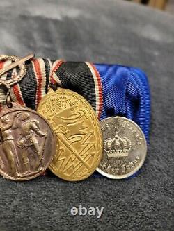WW1 Imperial German Navy 6x Place Medal Bar Hanseatic Cross/ Iron Cross Mounted
